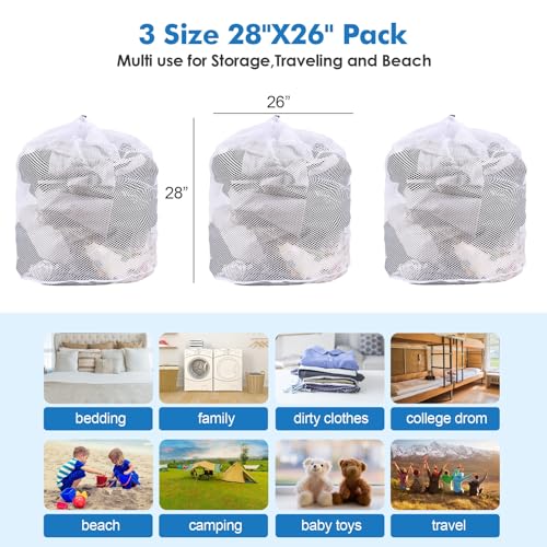 3 Pack XXL Mesh Laundry Bags for Delicates (3 Count)