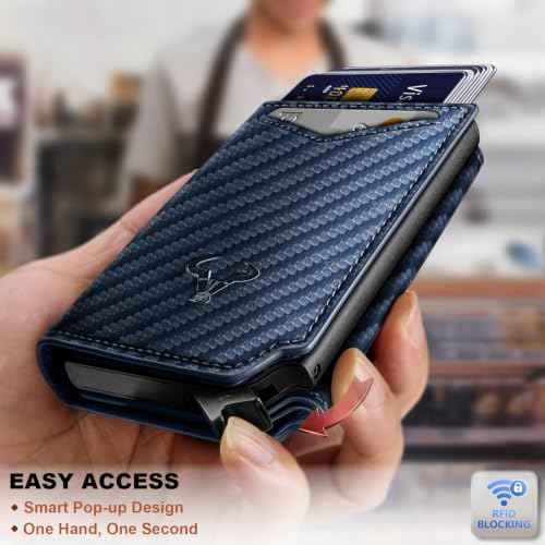 Men Slim Leather Wallet Metal Case Money Clip