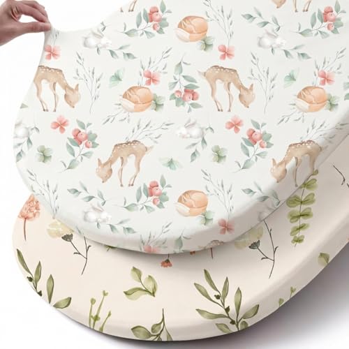 Stretch Fitted Bassinet Sheet Set BROLEX 2 Pack Cradle Sheets for Bassinet Pad (2 Count)