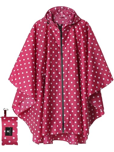Adult Rain Poncho Waterproof Hooded Zipper Raincoat with Pockets