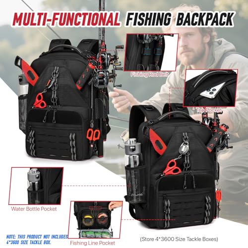 Fishing Tackle Backpack with 2 Rod Holders