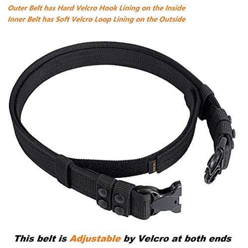 Duty Belt w Hook Lining 4 Keepers Police Law Enforcement Correctional Officer Security Black Nylon Outer Inner Belt L