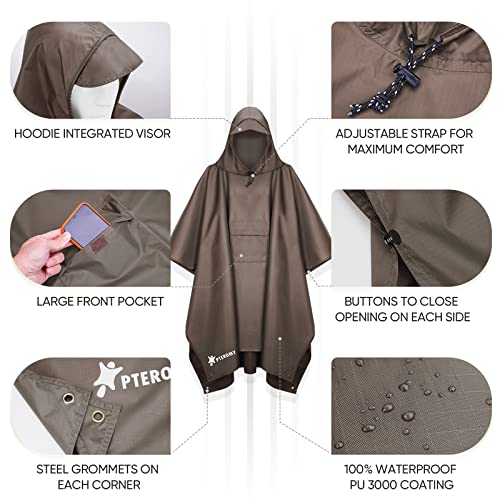 Hooded Rain Poncho for Adult with Pocket