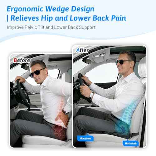 Wedge Car Seat Cushion for Better Visibility & Sciatica Pain Relief
