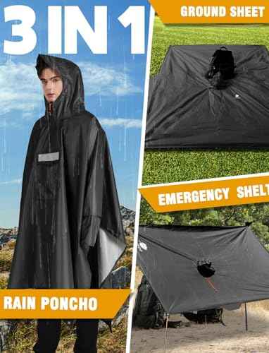 Hooded Rain Poncho for Adult Waterproof Lightweight Raincoat