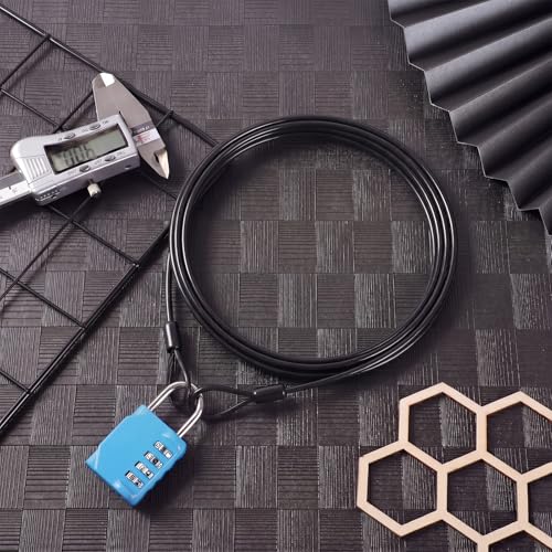 12 Pack Security Cable Luggage Lock with Loops 15 ft 3mm Braided Steel Coated Bike Cable Wire Double Loop Anti Theft Safety for U Lock (12 Count)