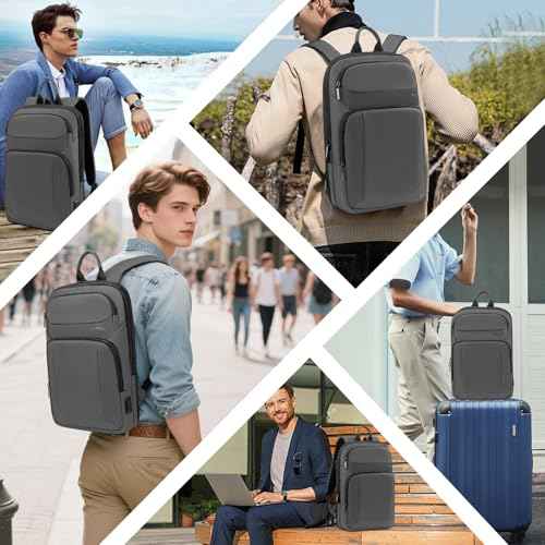 Backpack for Men Slim & Expandable Travel Laptop Backpack with USB Charging Port Water Resistant Anti