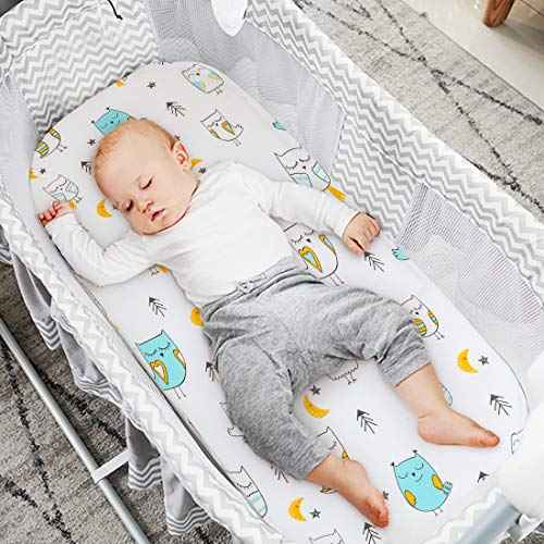 Stretchy Bassinet Sheet Set BROLEX 2 Pack Snug Fitted Cradle Fitted Sheets for Bassinet Pads (2 Count)