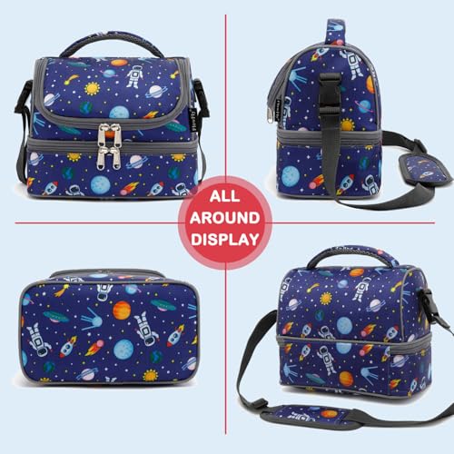 Kids Double Decker Cooler Insulated Lunch Bag Large Tote for Boys