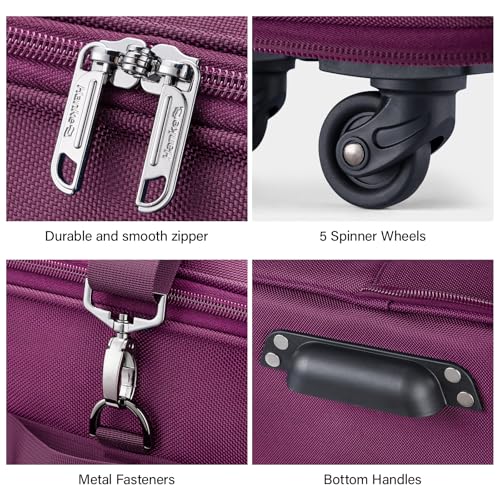 Expandable Large Suitcase 4 Wheels Lightweight Collapsible