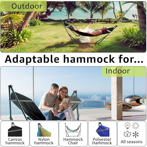 Ultimate Relaxation Portable Hammock Stand with Cotton Canvas Net