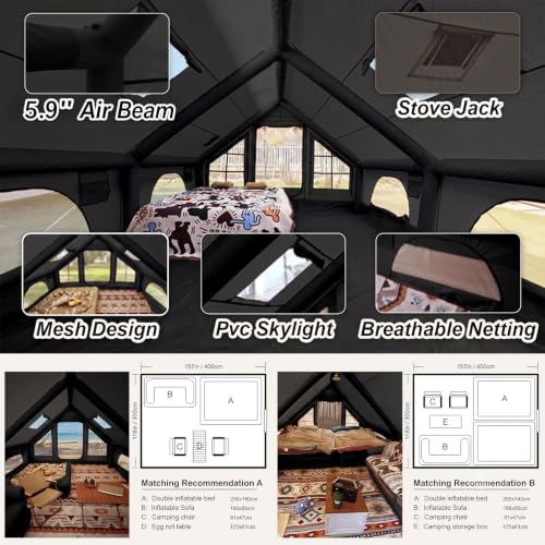 129 ft² Large Inflatable Tent for Camping