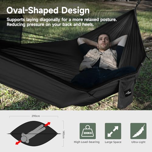 Camping Hammock with Mosquito Net and Ridge Rope