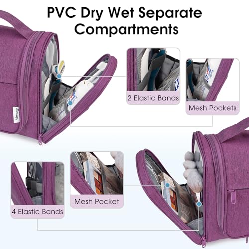 Large Hanging Toiletry Bag for Women Travel Makeup Bag Organizer Toiletries Bag Dry Wet Separation