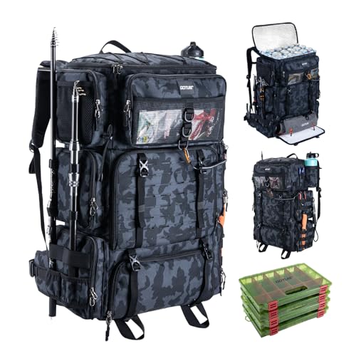 72L Fishing Tackle Backpack with Cooler & 4 3700 Tackle Boxes