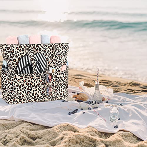 Water Resistant Beach Tote Pool Bags Women Ladies Large Gym Tote Carry On Bag With Wet Compartment for Weekender Travel