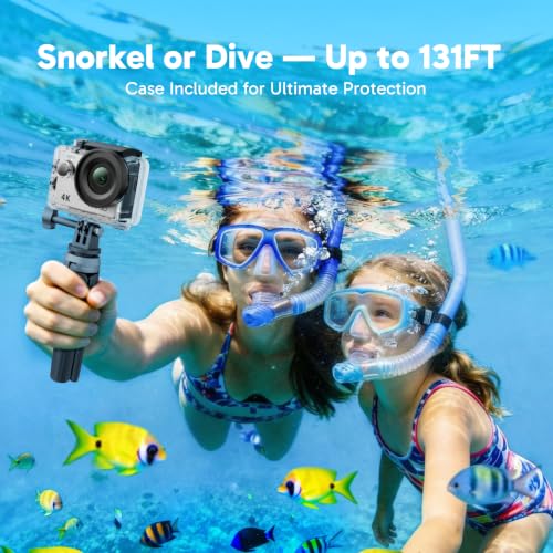 EK7000 4K30FPS 20MP WiFi Action Camera with EIS Ultra HD 131FT Waterproof Underwater Camera Remote Control 4X Zoom Support External Microphone
