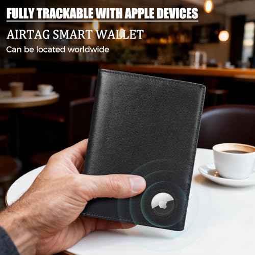 Polare Leather AirTag Passport Holder RFID Blocking Travel Bifold Wallet