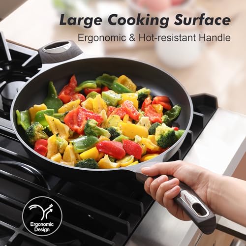 12.5inch Nonstick Frying Pan Paella Pan with Lid