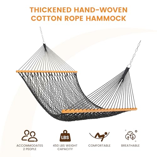 Lazy Daze Double Handwoven Rope Hammock for Outdoor Fits 12