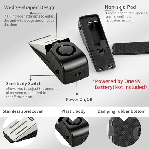 Portable Door Lock & Door Stop Alarm Set (2 Count)