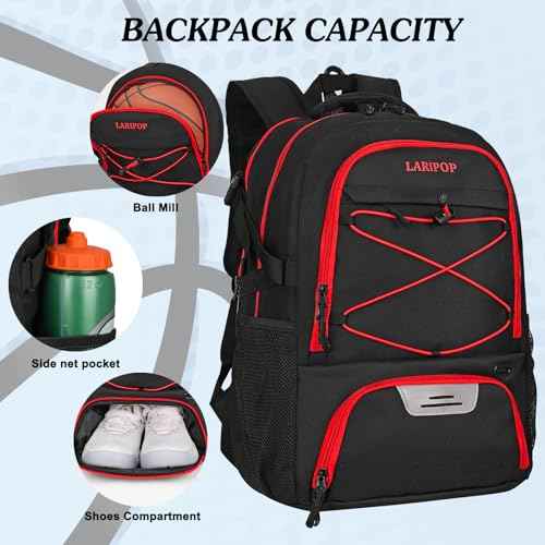 Basketball Backpack Large Sports Basketball Bag with Dedicated Ball Slot & Ventilated Shoe Compartment for Soccer Volleyball Gym Training Travel