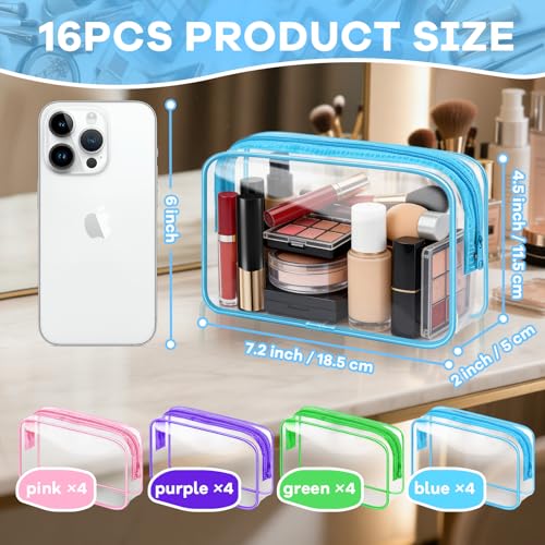 16 Packs Clear Makeup Bag Bulk