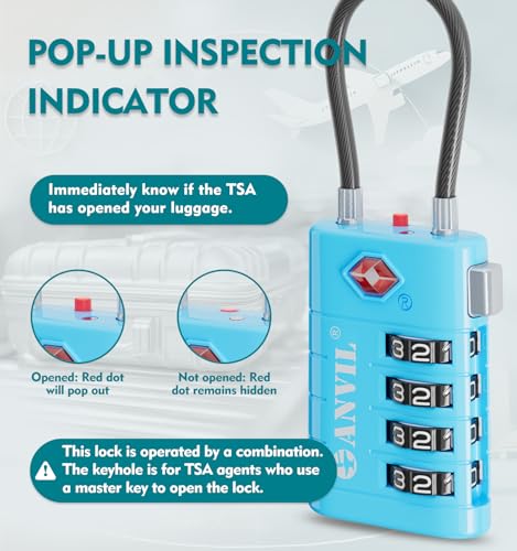 TSA Approved Luggage Locks with Search Alert Indicator (3 Count)