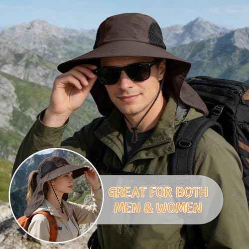 Sun Hat for Men Women with Neck Flap