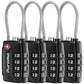 4 Pack TSA Approved Luggage Locks 4 Digit Code Cable Lock Black (4 Count)