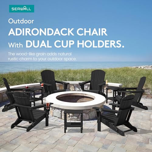 Outdoor Adirondack Chair Set of 6 with Cup Holders (6 Count)