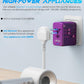 Universal Travel Adapter Offers 5.8A 3X 3.0A USB-C Ports, 2X 2.4A USB-A Ports and Multi AC Outlet, All-in-One International Power Plug Adapter Worldwide Travel Charger for EU USA UK AUS (Purple)