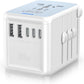 Universal Travel Adapter with 5 USB Ports (3 USB C) & Multi AC Outlet, International Power Plug Adapter Worldwide Travel Wall Charger for Europe UK US AUS (Type C/G/A/I, White)
