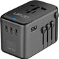 Universal Travel Adapter 100W GaN Fast Charger in One, 4 USB C & 1 USB A & AC Outlet, International Power Plug Adapter with EU UK US AUS Plugs for 180+ Countries