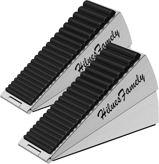 Spring Large Door Stopper - 2 Pack Heavy Duty Door Stopper Wedge, Tall Door Stoppers for Bottom of Doors, Door Stop Rubber Strong Grip, 3 Inche High Metal Doorstop Suits Any Heavy Door
