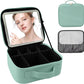 Travel Makeup Bag with LED Mirror and Light Makeup Travel Bag Organizer Portable Cosmetic Brush Organizer Bag with Adjustable Dividers for Cosmetics Makeup Brushes Toiletry (Light Green)