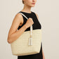 YXILEE Straw Bags For Women | M Size Travel Straw Totes Bag Woven Summer Handmade Shoulder Bag Handbag