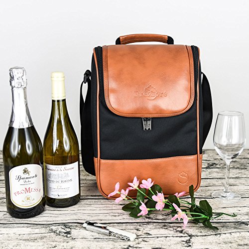 Wine Leather Tote Cooler Insulated Bag