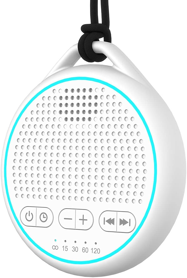White Noise Sound Machine with 25 Soothing Natural Sounds Rechargeable Battery Portable for Travel 32 Volume Levels 5 Timers Compact Size for Baby Kids Adults Sleeping (White-Upgrade)
