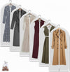 Clear Garment Bags Hanging Clothes Bags (Set of 6) for Closet Storage Plastic Bag with Zipper for Extra Longer Dress Wardrobe Closet Garment Dust Cover Bags - 24'' x 60''/6 Pack