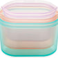 Zip Top Reusable Food Storage Bags | 3 Dish Set [Teal/Peach/Lavender] - Small, Medium, Large | Silicone Meal Prep Container | Microwave, Dishwasher and Freezer Safe | Made in the USA