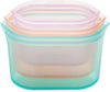 Zip Top Reusable Food Storage Bags | 3 Dish Set [Teal/Peach/Lavender] - Small, Medium, Large | Silicone Meal Prep Container | Microwave, Dishwasher and Freezer Safe | Made in the USA