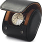 Oirlv Premium Leather Watch Roll Travel Case Single Watch Box for Men and Women Storage & Organizer Display, Anniversary Birthday（Black）