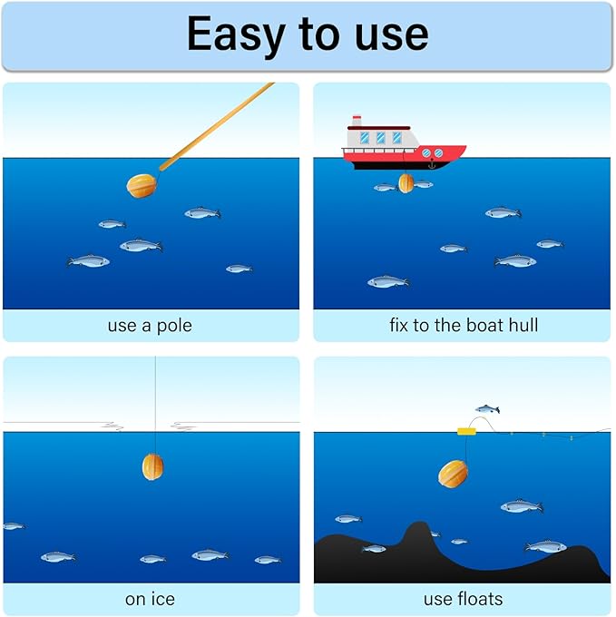 Fish Finder Portable Wireless Sonar & Radio Sensor Depth Finder with Fish Size, Water Temperature, Bottom Contour, Color LED Display Black/White Model fit for Boats Kayaks Fishing