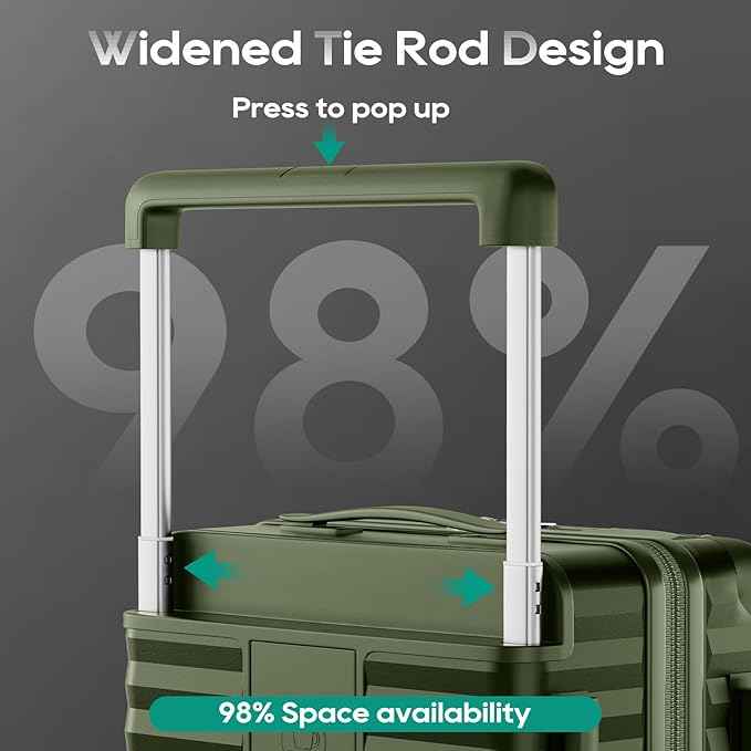 Joyway 20 Inch Carry on Luggage with Front Pocket, PC Hardshell Carry-on Suitcase with USB Port and Cup Holder, 21.5x14.2x9 Airline Approved, Luggage with Spinner Wheels and TSA Lock(Dark Green)