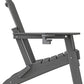 Folding Adirondack Chair - Extended Ergonomic Backrest, Cup Holder - Easy Assembly - Durable HDPE Plastic, Weather Resistant & Maintenance-Free - Lawn, Patio, Deck Supports 400lbs Grey