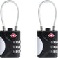 TSA Approved Luggage Locks - Small Combo Travel Padlock with Cable, TSA 007 Suitcase & Backpack Security, Durable & Easy to Use (Black+Black)