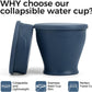 TakeToday 2PCS Collapsible Travel Cup - Silicone Foldable Water Cup, BPA-Free with Lid & Waterproof Bag - Drinking Cup Set for Camping, Outdoors & International Travel（8 Oz, Navy & Blue）