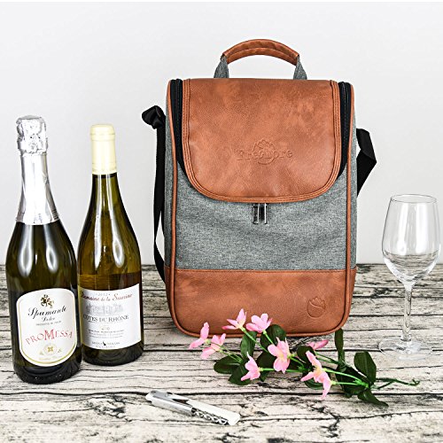 2 Bottle Wine Set Leather Insulated Bag As Gift