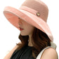 Women Wide Brim Sun Hats Metal Wired Edge Summer UV Protection Beach Fishing Hat for Hiking Garden Travel Chin Strap